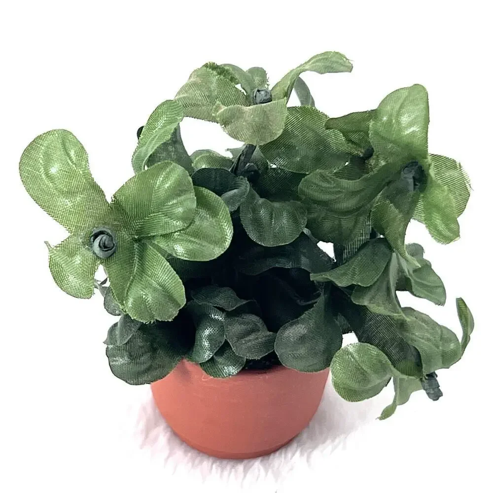 Miniature Potted House Plant in Clay Pot – Dollhouse Accent Decor 1:12